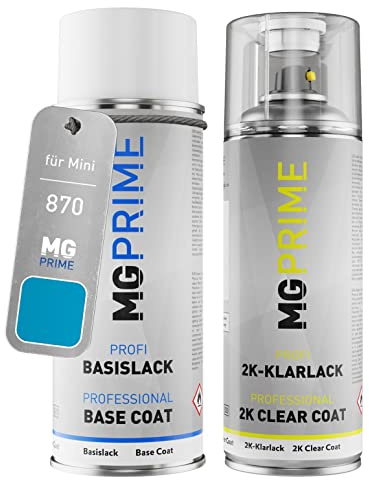 MG PRIME Car paint 2K spray can set for Mini 870 Electric Blue Metallic Base coat 2K clear coat spray can