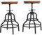 Diwhy Sgabello da bar industriale vintage, sgabello da cucina regolabile in altezza con vite, sgabello girevole da bar, sgabello in legno e metallo, 68 cm, completamente saldato, set di 2 (piano in