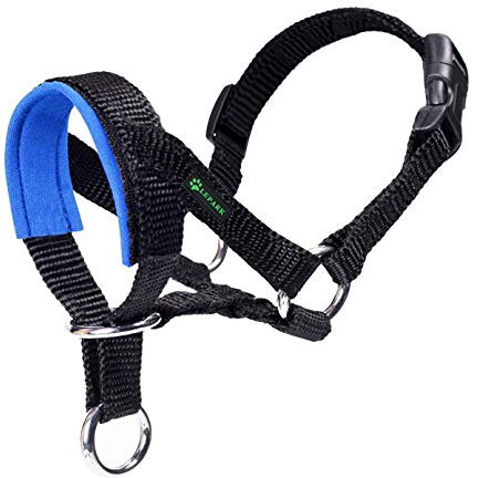 Hundehalfter Mit Gepolstertem Stoff, Halfterhalsband Für Hunde, Verstellbar Und Ziehen verhindert. (L,Blau)
