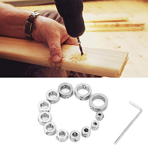 Entatial 12Pcs Drill Depth Stop, 3-16mm Universal Stainless Steel Drilling Limit Stop Set