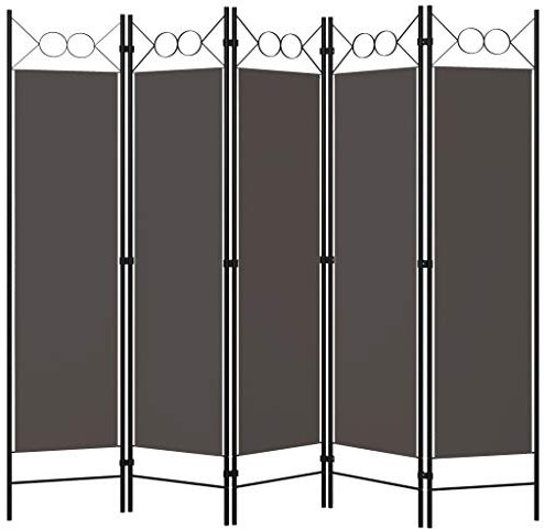 Tidyard 5tlg Raumteiler Trennwand Paravent Wand 200 x 180 cm - Anthrazit