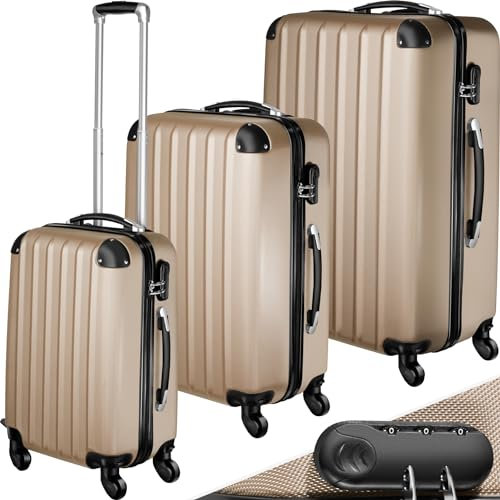 TecTake® Set de Valise de Voyage 3 Tailles Valise Grande Taille Valise Cabine Petite Valise Sacs de Voyage Valise Maternité ABS avec roulettes Pivotantes 360° Cadenas Poignée télescopique