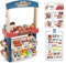 Delex Ice Cream Desert Shop 55 Piece Grocery Supermarket Pretend Playset With Scanner Cash Register Light & Sound