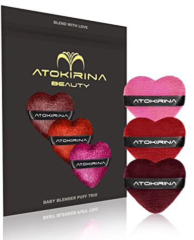 ATOKIRINA Baby TRIO Blender Puff - Nouvelle éponge de maquillage pour applicateurs de maquillage - Conçu pour un maquillage parfait - Tissu super doux Bords lisses (BABY BLENDER TRIO)