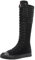 Jamron Ragazze Donna Moda Ginocchio Alta Allacciare Tela Stivali Puro Nero Zip Stivali di Danza Rivetto SN816 EU38