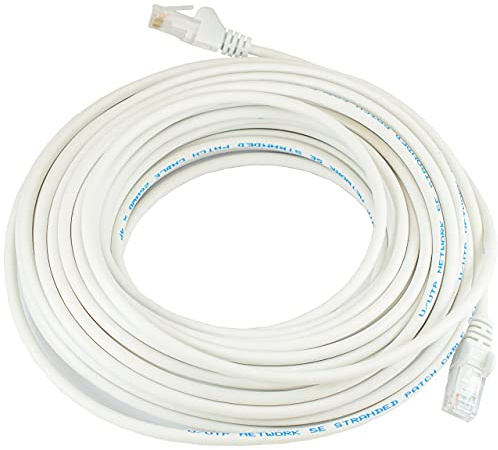 Pebble Eleven 15M Long CAT5e Ethernet Cable White Internet TV Router Wire Stream Sky Q Roku PC