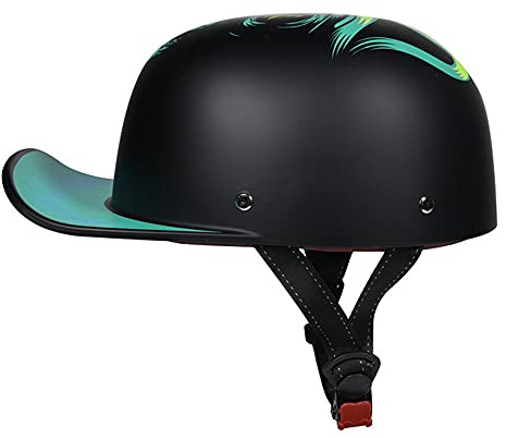 Woljay Jethelm Motorradhelm Baseball Kappe Jahrgang Halbhelm Retro Männer Frauen für Zerhacker Kreuzer Straße Roller Moped Jet - DOT Zertifiziert (Mittel, Pirate)