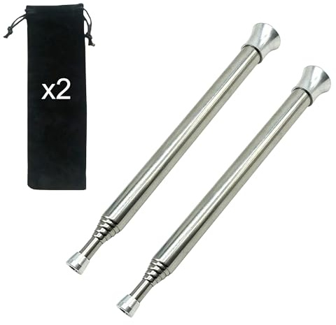 Soufflet Téléscopique Inox - Lot de 2 - Tube de Soufflage Pliable Embout Ergonomique Soufflet à bouche Bouffadou Allume Feu Kit de Survie Camping Randonnée Allumage Foyer Barbecue Cheminée Fire Steel
