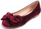 Feversole Women's Round Toe Cute Bow Trim Ballet Flats Dolly Shoes Burgundy Velvet Bow 6.5 UK