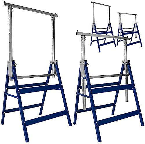 4x Tréteaux télescopiques réglable en hauteur 7 positions 81-130 cm max. 400kg tréteau pliable métal bricolage travaux
