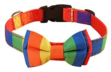 LUMoony 1Pcs Hundehalsband mit Fliege Verstellbare Regenbogen Schleifen Hundehalsband Hunde Katze Halsbänder Hundehalsband Pet Halsbänder für Katzen Welpen Kleine Mittlere Große Hunde