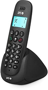 SPC Art – Schnurloses Festnetztelefon mit beleuchtetem Display, Anrufer-ID, Freisprecheinrichtung, Telefonbuch, Stumm-Modus, Gap-Kompatibilität und ECO-Modus - Schwarz