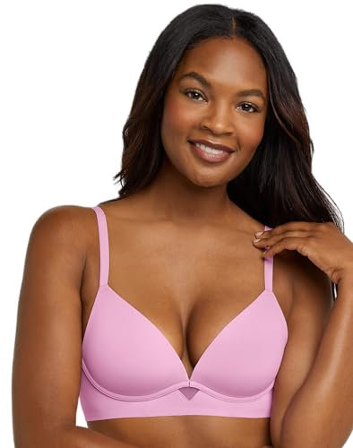 Maidenform Women's One Fab Fit Wireless Demi Bra with Convertible Straps & Lightly Lined Cups, Paper Orchid