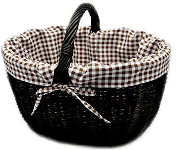 MyBer® Einkaufskorb Weidenkorb Flaschenkorb Geschenkkorb geflochten schwarz BTH 46/33/25-34cm stabiler Tragekorb aus Weide K1-113-S-SBRW
