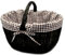 MyBer® Einkaufskorb Weidenkorb Flaschenkorb Geschenkkorb geflochten schwarz BTH 46/33/25-34cm stabiler Tragekorb aus Weide K1-113-S-SBRW