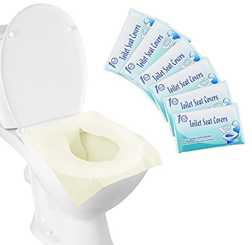 Einweg WC Sitzauflage, Toilet Seat Cover, 60 Stücke Einweg Toilettensitzbezug, Biologisch Abbaubar Einweg Toilettensitzbezug, Tragbar Toilettenauflage, WC Auflage Einweg Geeignet für Toilette