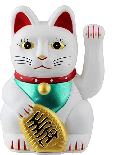 Feng Shui Gift Shop Maneki Neko Winkende Katze Glücksbringer, Weiß (10,7 x 10,4 x 16 cm)