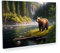 Sense Canvas Kunstdruck auf Leinwand, Motiv: Bär, Wald, Fluss 42, Heimdekoration, Wandkunst, Poster, Gemälde, mittelgroß, 24 x 18 / 1,9 cm