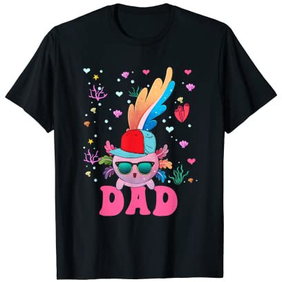 Dad Cute Axolotl Sunglasses Wearing Cap Costume Family T-Shirt