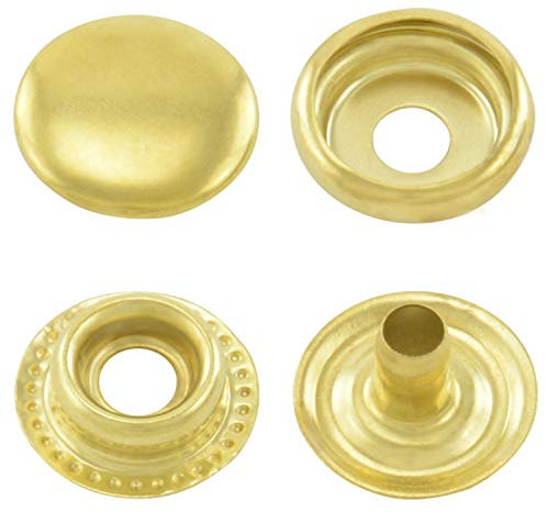15 mm goldene Stahl Ringfeder Druckknöpfe zum nieten (25 Stück) - Hochwertige Snaps für Bekleidung, Taschen, Leder & DIY Handwerk, Nähzubehör