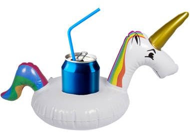 Getränkebehäter zum aufblasen Tukan Melone Ente Donut Palme Pool Strand Party Getränkekühler Sommer (Einhorn)