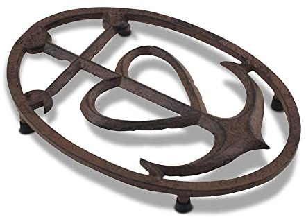 Untersetzer Kreuz Camarguese aus Gusseisen, Braun und Bernstein, L 24 cm