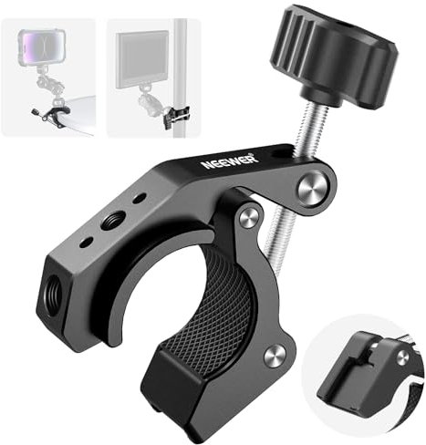 NEEWER Super Clamp with Cold Shoe and Threaded Holes 1/4 3/8, Max Load 2kg, Crab Shaped Clamp Holder for Most Photography Accessories, Compatible with SmallRig, Black, ST84