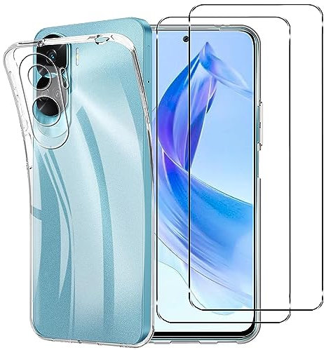 NOVAGO Compatible avec Honor 90 Lite 5G -Pack Complet- Coque Résistante Transparente + 2 Films Protection écran Verre trempé