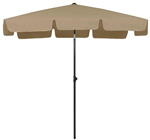 prissent Parasol de Patio Taupe 200x125 cm Polyester Anti-décoloration Parasol de Plage Inclinable Parasol de Jardin Monté Support Existant ou Milieu des Tables Parasol d'extérieur