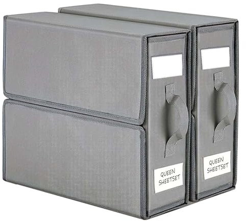 TAHAVICE Aufbewahrungstasche für Bettlaken, 2 Stück Faltbare Bettwäsche Organizer Unterbett Aufbewahrungsbox, Bed Sheet organizers and storage für King&Queen Size Bettlaken Bettwäsche Decken