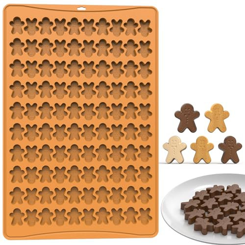 Weihnachten Silikon Form Mini Lebkuchenmann Form, 100 Löcher Silikon Backmatte, Süßigkeiten, Schokolade, Mini-Gummiform zum Backen, Kekse, Pudding, Gelee, Hundeleckerli
