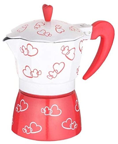 Coffee Pot Coffee Pot Coffee Maker Red Heart Printed Aluminum Alloy Moka Pot Espresso Mocha Coffee Pot Kit Latte Percolator Filter (Color : Light Yellow) (300ml) Interesting