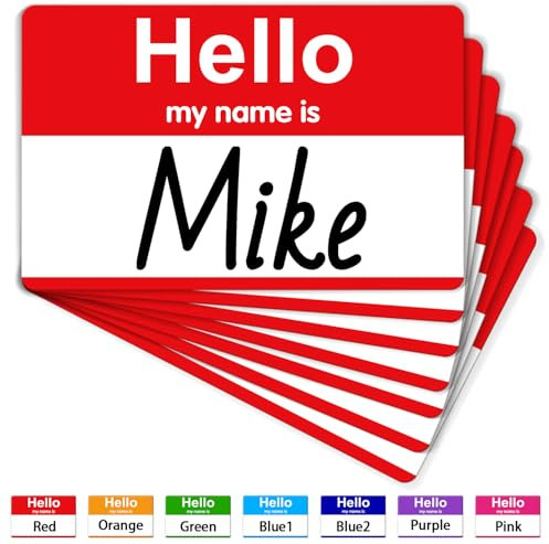 200 Stück Hello My Name is - 89mm x 57mm Rot Namensschilder Aufkleber, Selbstklebende Namensschilder, Namensaufkleber für Büro, Meeting, Schule, Lehrer und Mailing
