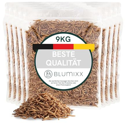 Gusanos de harina secos para reptiles, 9 kg, calidad premium, alimento nutritivo, perfecto para una variedad de anfibios, alimento para tortugas, alimento para peces estanque y acuario, bolsa