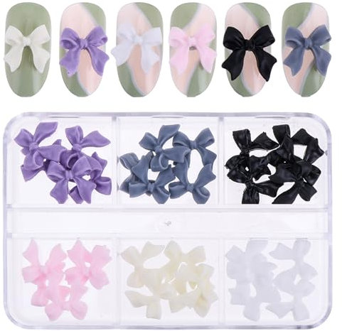 Gjinxi 30 PCS Bow Nail Charms, Colorful 3D Bow Nail Art Decorations Cute Resin Bow-Knot Nail Art Charms for Arcylic Nails DIY Design, Bow Charms for Nail Accessories