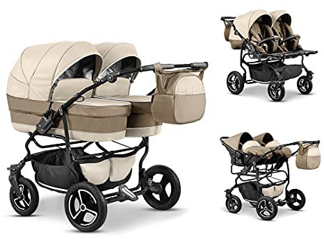 Zwillingskinderwagen 4 in 1 Twin Star inkl. Autositze - 13 Teile - in 16 Farben