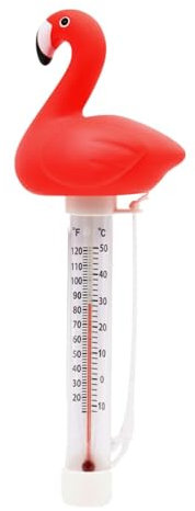 LOVIVER Flamingo Gauge Schwimmendes Pool-Thermometer, bruchsicher, leicht ablesbar, mit Schnur, Wasserthermometer für Fischteich-Dusche