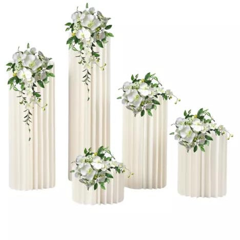 5 Stück Hochzeit Karton Blumensäule Vasen, Karton Blumen Ständer Tischplatte Tafelaufsätze mit Acryl-Platten für Einweihungen, Hochzeiten, Geburtstage