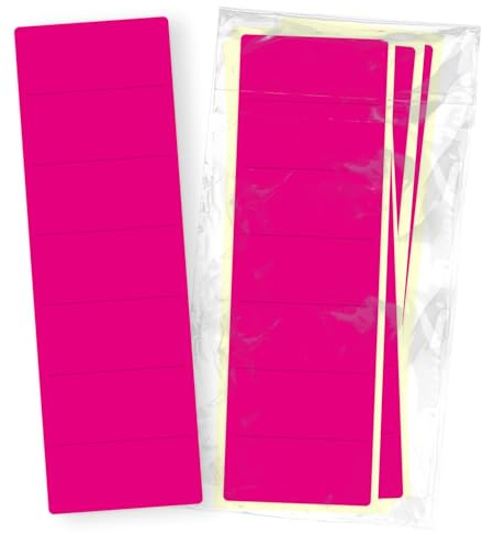 itenga 50x Ordneretiketten BREIT Ordnerrückenschild für BREITE Ordner vollflächig farbig I Ordnerschild selbstklebend aus Haftpapier 6x19cm (pink)