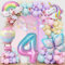 Einhorn Geburtstagsdeko Mädchen, 4 Jahre Schmetterling Geburtstag Deko, Einhorn Deko Kindergeburtstag, 1-10 Jahre Happy Birthday Deko, Einhorn Luftballons für 4. Geburtstag Mädchen Deko