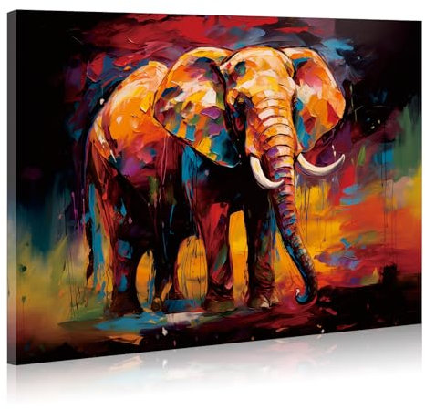 JBER Elefant Leinwand Gemälde Wandkunst, geeignet für Badezimmer Dekoration, Poster Home Decor, lustige Tier Dekoration, gerahmt, 60 X 40cm
