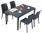 Tomaino - Set Tavolo e Sedie Da Giardino in Plastica 4 posti, Per Esterno, Balcone, Set da Pranzo - Impilabili Effetto Rattan (Nero)
