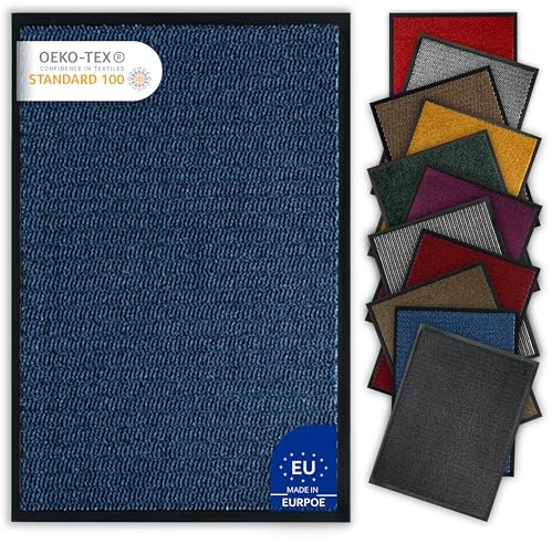 Bodenständig® Saubere Schuhe Dank saugstarkem Stoff (robust) perfekte Größe Blau in 80x120cm - Fußmatte innen, Fussmatte innen - Schmutzfangmatte für innen Türmatte