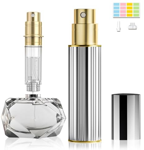 JOOMOKO Parfümzerstäuber Nachfüllbar 10ml, Mini Parfüm Zerstäuber für Unterwegs Parfüm Abfüller, Sprühflasche Klein für Parfum, leer Parfüm Zerstäuber Sprühflasche für Reise (Silber)