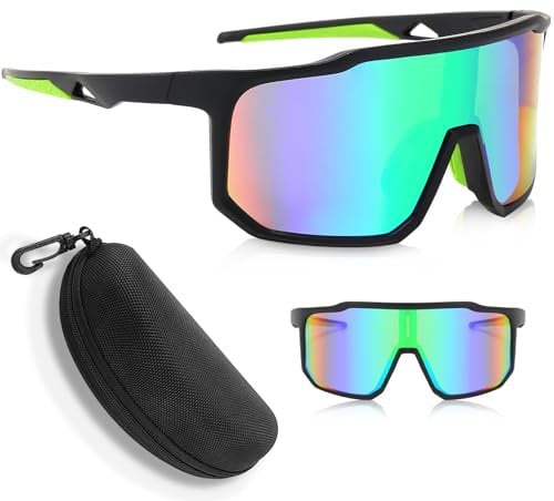 LOVICVKEM Occhiali da Sole da Uomo Polarizzati, Occhiali da Ciclismo Polarizzati, Occhiali Veloci Polarizzati, Occhiali da Sole Sportivi UV400 per MTB, Running, Bici e Attività Outdoor (Verde)