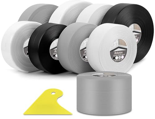 Bokaiya Weichsockelleiste, 20 x 50mm 11m Weichsockelleiste Selbstklebend für Küche und Badezimmer, Selbstklebende Abschlussleiste, Selbstklebende Bodenleiste, PVC, Fugendichtungsband (Grau)