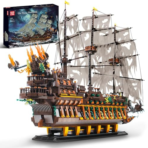 Mould King 13197 Piratenschiff Bausteine, 4364 Teiles Groß Kreatives Piratenschiff des Holländers Modell, Modellbausatz Klemmbausteine Geschenke für Kinder ab 14 Jahren/Erwachsene