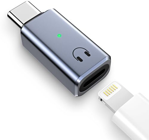 TiMOVO USB C vers Adaptateur Audio Lightn-ing,Type C Mâle vers Ecouteurs Lightn-ing Femelle pour iPhone 15/16 Series,iPad Pro/Air,Galaxy S24 S23 S22,Pas pour la Charge et Le Transfert de Données-Gris