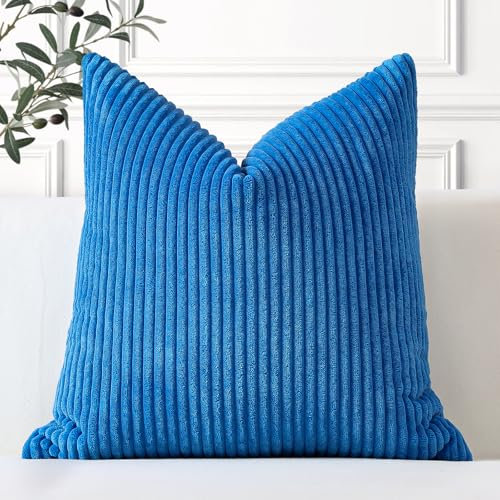 Artscope Ein Kissenbezug Kordsamt Zierkissenbezug Dekokissen Sofakissen 60x60 cm Cord Kissenhülle Couchkissen Dekorative Weiche Kissen für Sofa Wohnzimmer Zuhause Schlafzimmer Blau
