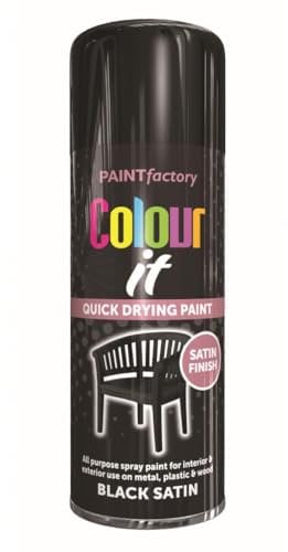 RAPIDE PF Colour It Spray Black Satin 400ML – Quick Drying High-Performance Spray Paint for Metal, Plastic & Wood – Interior & Exterior Use